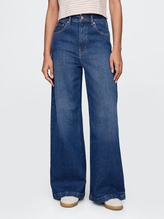 Jeans a gamba larga Stride a vita alta extra