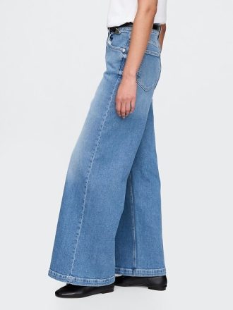 Jeans a gamba larga Stride a vita alta extra