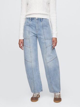 Jeans a vita alta con cuciture