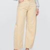 Jeans a vita alta con righe color cachi