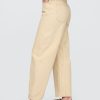 Jeans a vita alta con righe color cachi