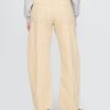 Jeans a vita alta con righe color cachi