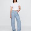 Jeans a vita alta con righe in denim ultrasoft