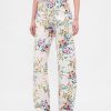 Jeans a vita alta con stampa floreale
