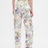 Jeans a vita alta con stampa floreale
