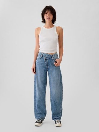 Jeans a vita alta incrociati