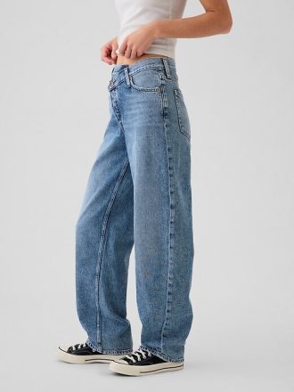 Jeans a vita alta incrociati