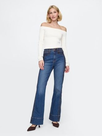 Jeans a zampa anni ’70 a vita alta