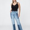 Jeans a zampa patchwork anni ’70 a vita alta