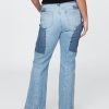 Jeans a zampa patchwork anni ’70 a vita alta