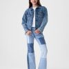 Jeans a zampa patchwork anni ’70 a vita alta per bambini Jeans a zampa patchwork anni ’70 a vita alta per bambini