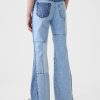 Jeans a zampa patchwork anni ’70 a vita alta per bambini Jeans a zampa patchwork anni ’70 a vita alta per bambini