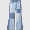 Jeans a zampa patchwork anni ’70 a vita alta per bambini Jeans a zampa patchwork anni ’70 a vita alta per bambini