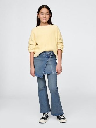 Jeans a zampa per bambini con gonna avvolgente