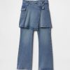 Jeans a zampa per bambini con gonna avvolgente Jeans a zampa per bambini con gonna avvolgente