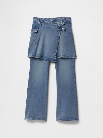Jeans a zampa per bambini con gonna avvolgente