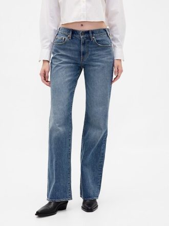 Jeans a zampa rilassati a vita media