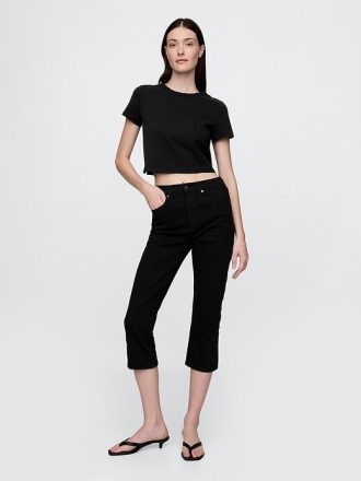 Jeans Capri a vita alta e cropped