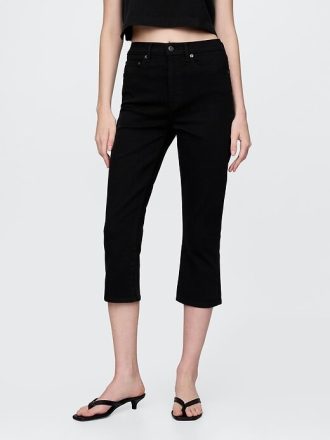 Jeans Capri a vita alta e cropped