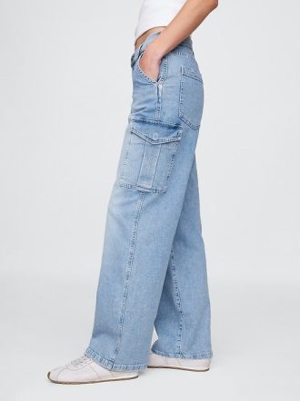 Jeans cargo larghi anni ’90 a vita media