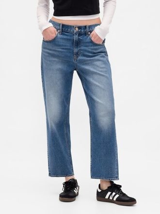 Jeans crop rilassati a vita media