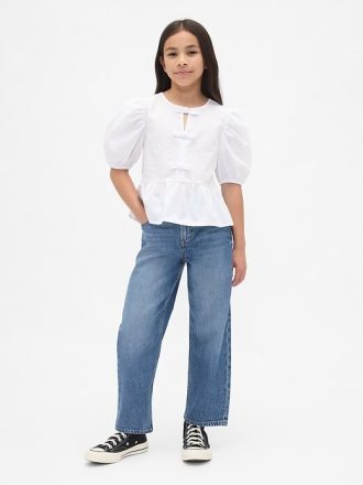 Jeans crop rilassati ultra morbidi a vita media per bambini