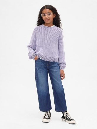 Jeans crop rilassati ultra morbidi a vita media per bambini
