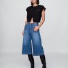 Jeans culotte in denim a vita alta Jeans culotte in denim a vita alta