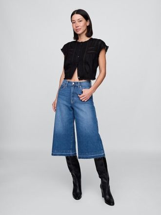 Jeans culotte in denim a vita alta