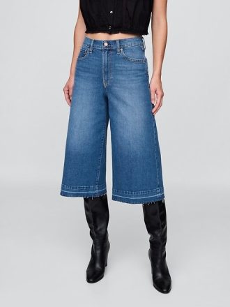 Jeans culotte in denim a vita alta