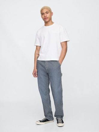 Jeans da carpentiere dritti a righe in denim ultrasoft