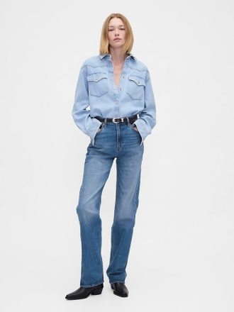 Jeans dritti rilassati a vita alta