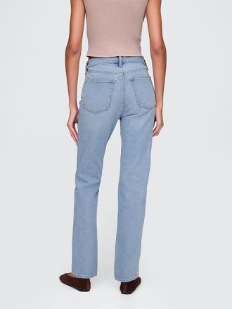 Jeans dritti slim anni ’90 a vita alta incrociati
