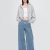 Jeans larghi a righe in denim ultra morbido a vita media Jeans larghi a righe in denim ultra morbido a vita media