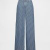Jeans larghi a righe in denim ultra morbido a vita media Jeans larghi a righe in denim ultra morbido a vita media