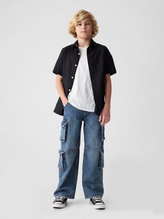 Jeans larghi cargo doppi per bambini