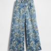 Jeans larghi e facili da indossare per bambini con motivo floreale