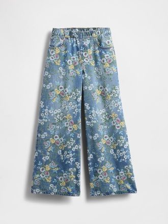 Jeans larghi e facili da indossare per bambini con motivo floreale
