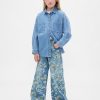 Jeans larghi e facili da indossare per bambini con motivo floreale
