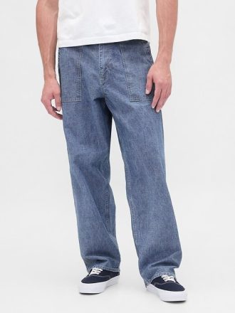 Jeans larghi in chambray pesante
