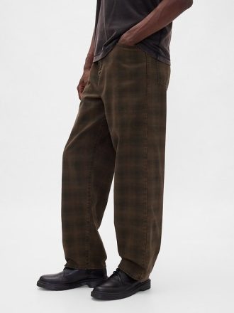 Jeans larghi in tela scozzese