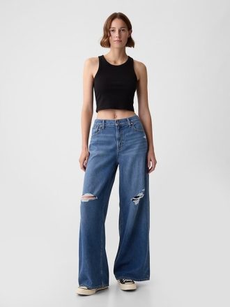 Jeans larghi ultra morbidi a vita media