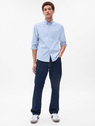 Jeans originali anni ’90 con bottoni in cotone biologico e vestibilità dritta
