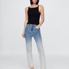 Jeans slim dritti a vita alta con effetto sfumato anni ’90