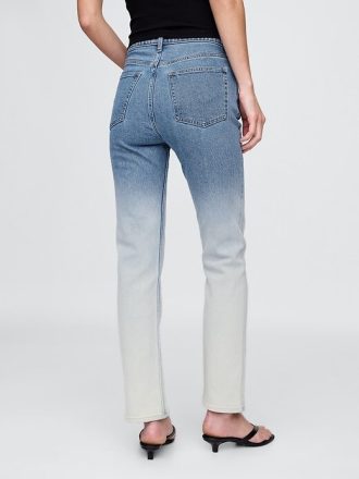 Jeans slim dritti a vita alta con effetto sfumato anni ’90