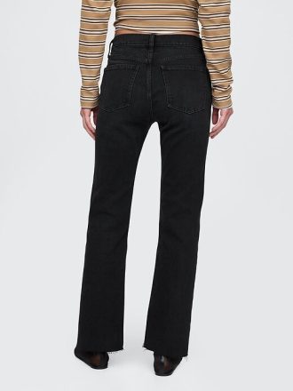 Jeans slim dritti a vita alta con spacchi in stile anni ’90