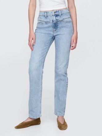 Jeans slim dritti a vita alta in stile western anni ’90