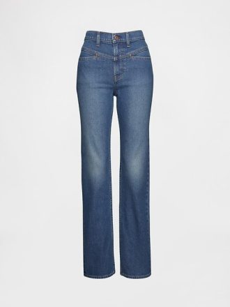 Jeans slim dritti a vita alta in stile western anni ’90