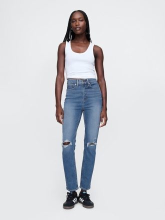 Jeans slim vintage a vita alta