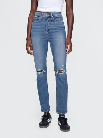 Jeans slim vintage a vita alta
